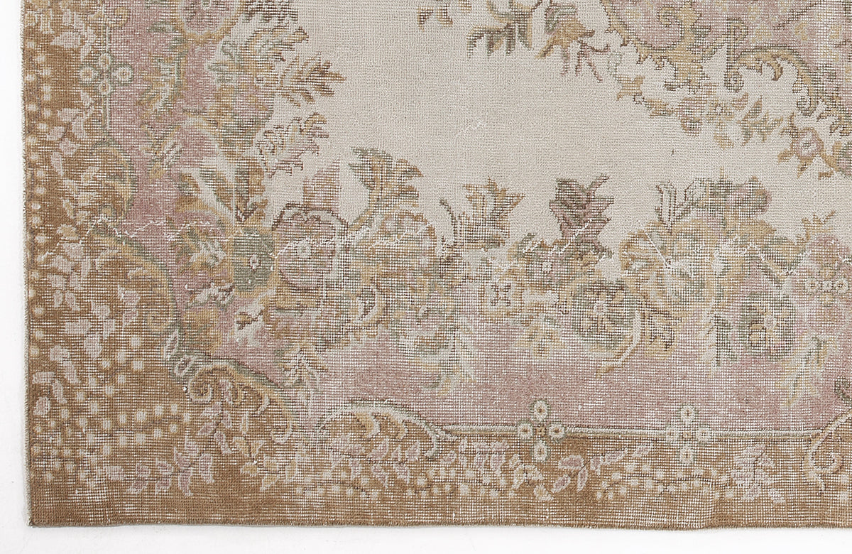 Beige Over Dyed Vintage Rug 5&#39;10&#39;&#39; x 9&#39;7&#39;&#39; ft 178 x 292 cm