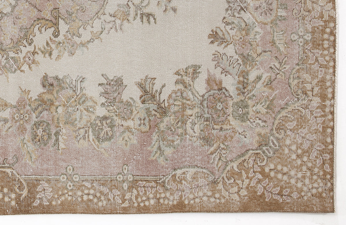 Beige Over Dyed Vintage Rug 5&#39;10&#39;&#39; x 9&#39;7&#39;&#39; ft 178 x 292 cm