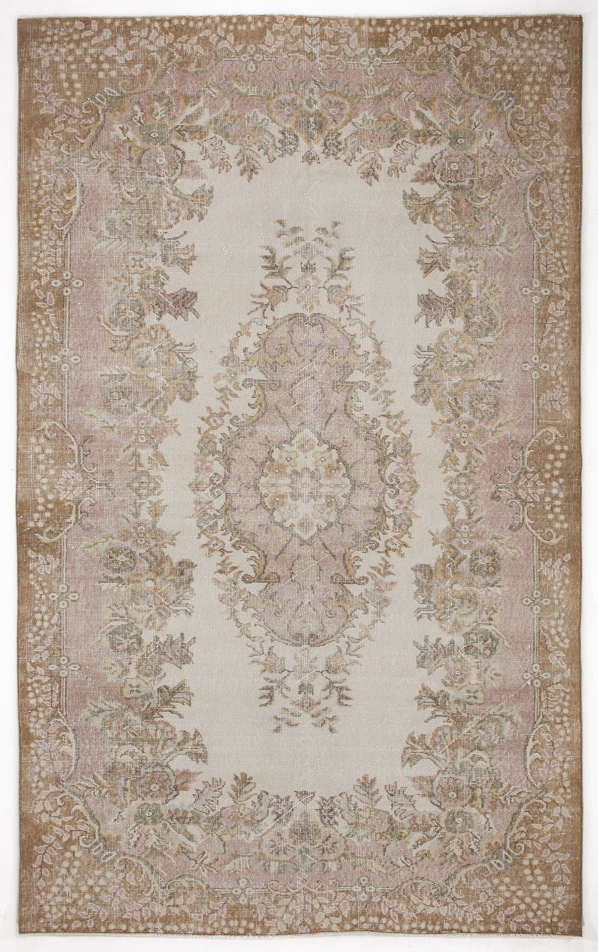 Beige Over Dyed Vintage Rug 5&#39;10&#39;&#39; x 9&#39;7&#39;&#39; ft 178 x 292 cm