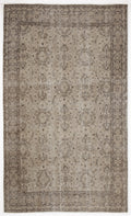 Beige Over Dyed Vintage Rug 5'2'' x 8'6'' ft 157 x 260 cm