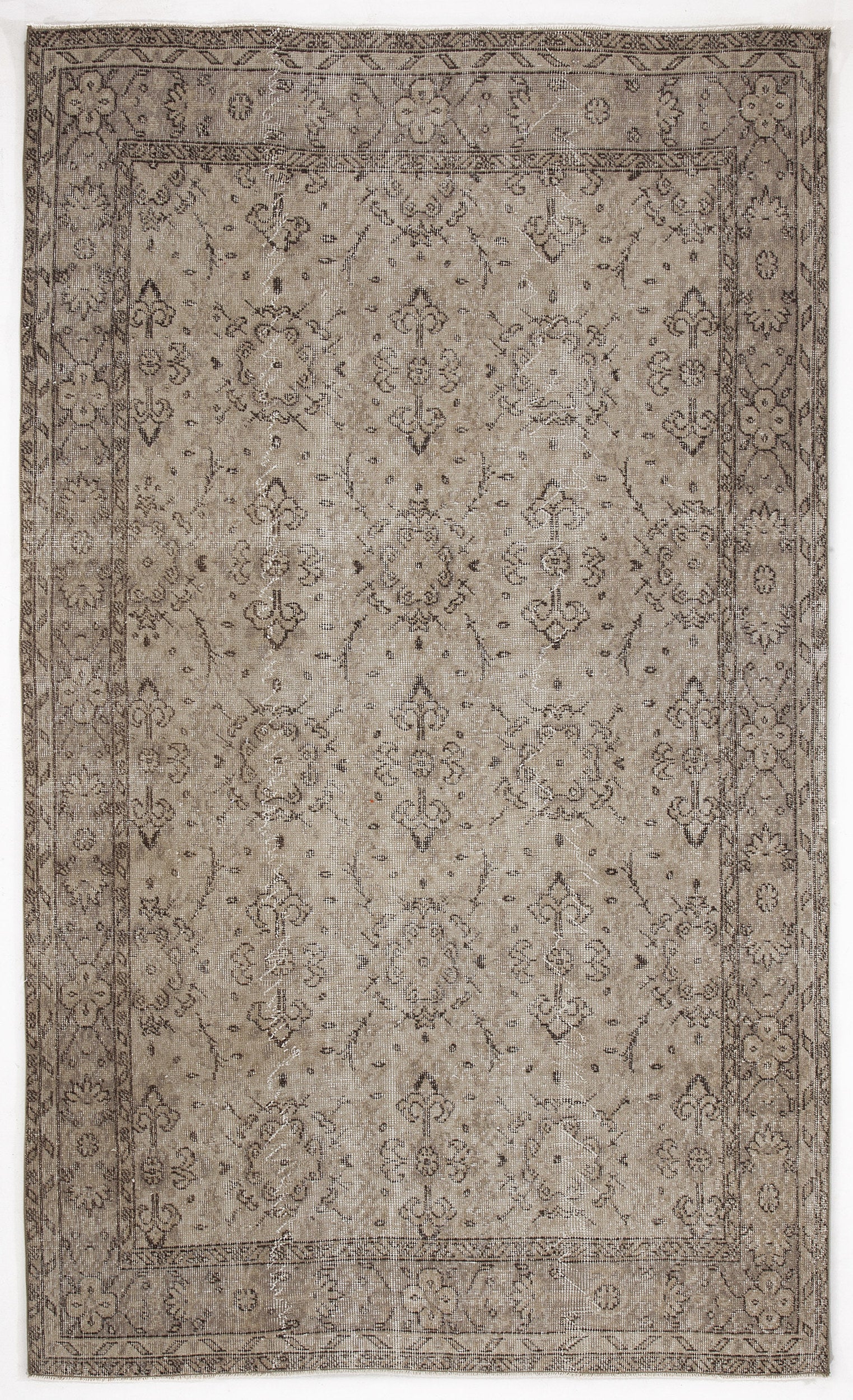 Beige Over Dyed Vintage Rug 5'2'' x 8'6'' ft 157 x 260 cm