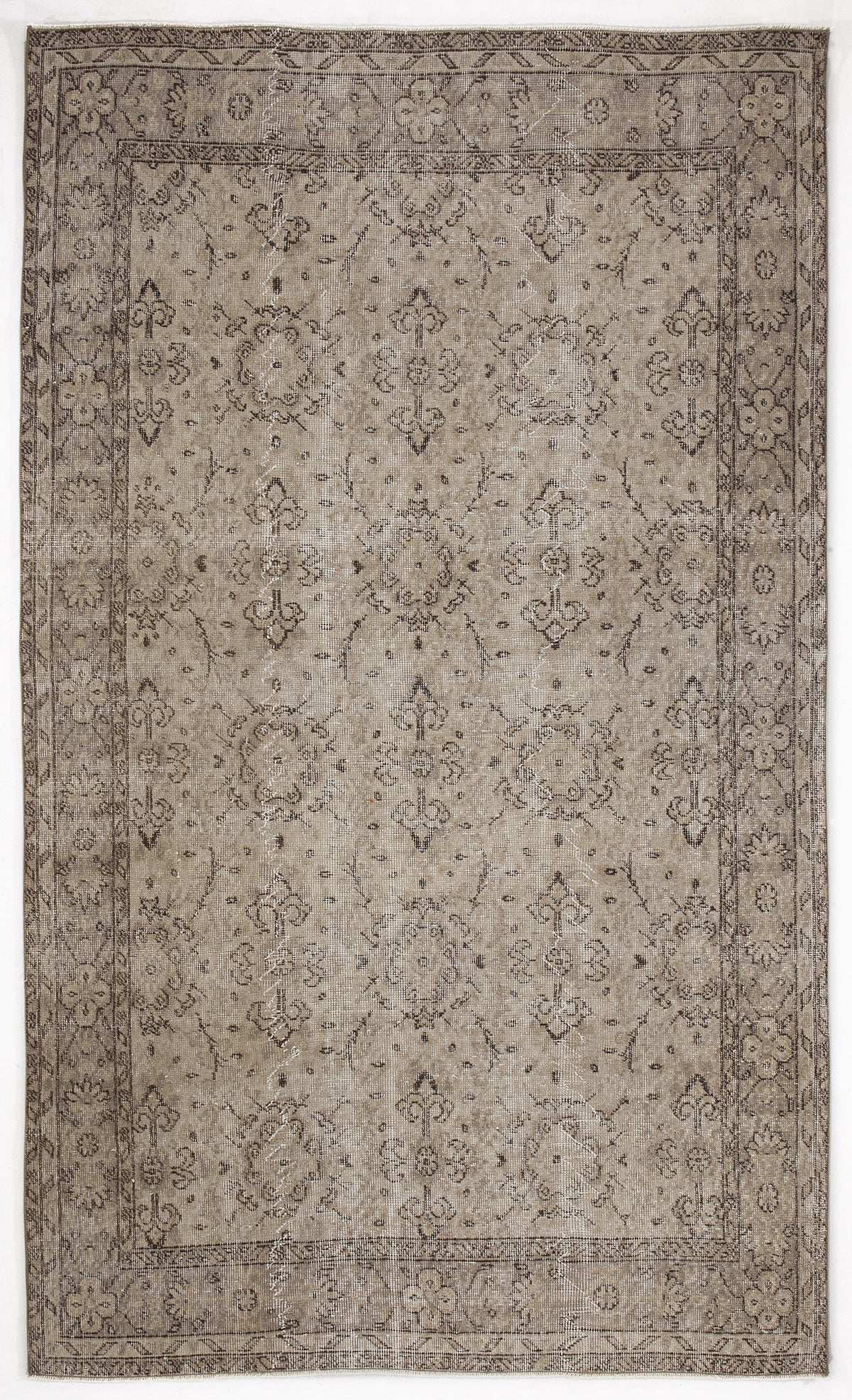 Beige Over Dyed Vintage Rug 5&#39;2&#39;&#39; x 8&#39;6&#39;&#39; ft 157 x 260 cm
