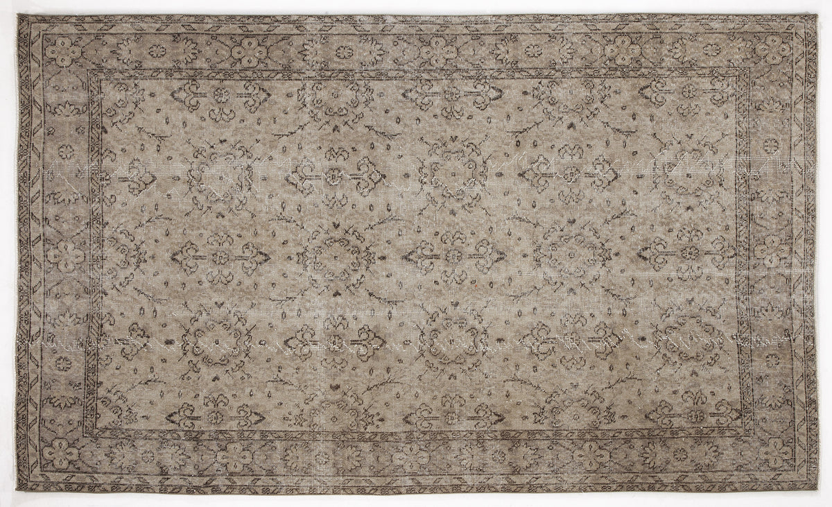 Beige Over Dyed Vintage Rug 5&#39;2&#39;&#39; x 8&#39;6&#39;&#39; ft 157 x 260 cm