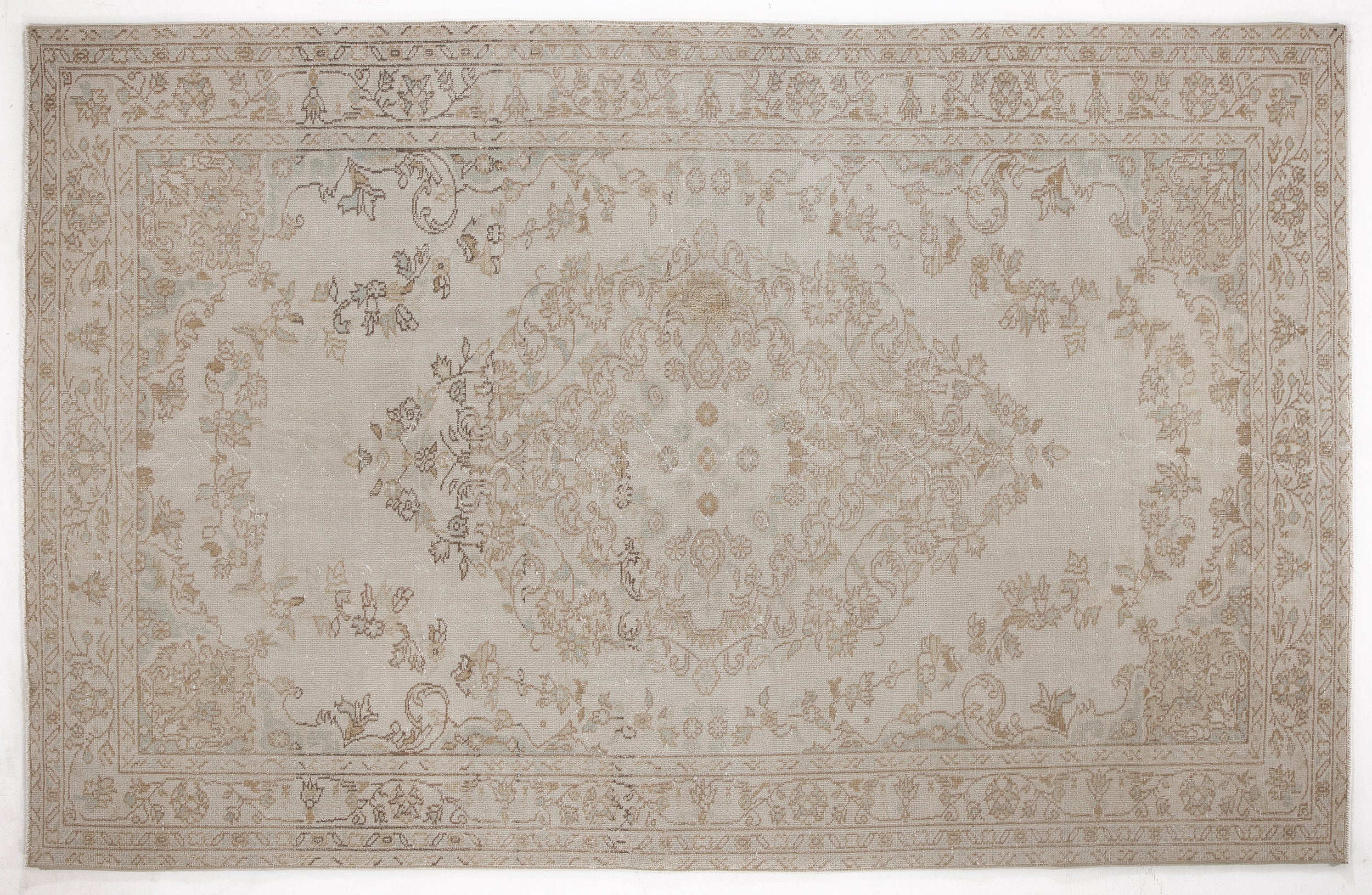 Beige Over Dyed Vintage Rug 6'0'' x 9'3'' ft 184 x 283 cm