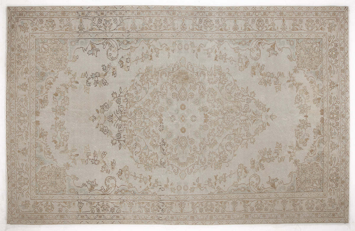 Beige Over Dyed Vintage Rug 6&#39;0&#39;&#39; x 9&#39;3&#39;&#39; ft 184 x 283 cm