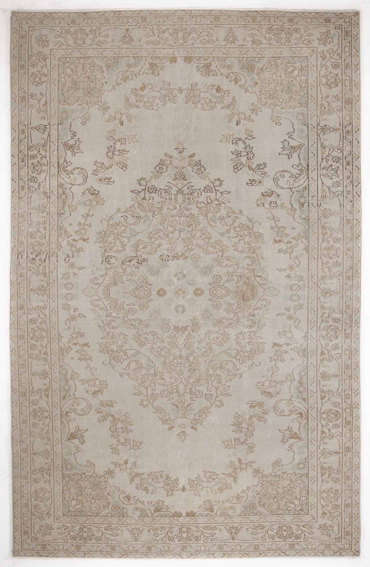 Beige Over Dyed Vintage Rug 6&#39;0&#39;&#39; x 9&#39;3&#39;&#39; ft 184 x 283 cm
