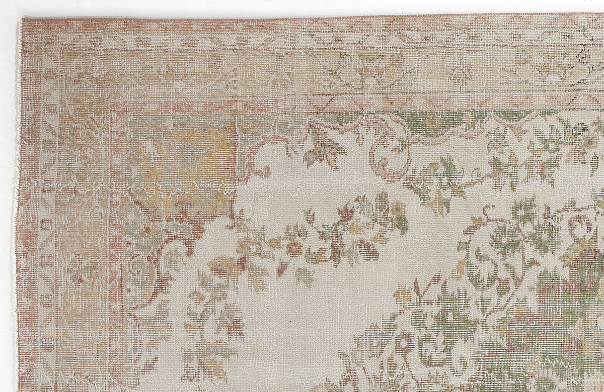 Beige Over Dyed Vintage Rug 5&#39;12&#39;&#39; x 9&#39;5&#39;&#39; ft 182 x 287 cm