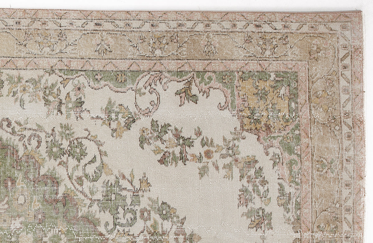 Beige Over Dyed Vintage Rug 5&#39;12&#39;&#39; x 9&#39;5&#39;&#39; ft 182 x 287 cm