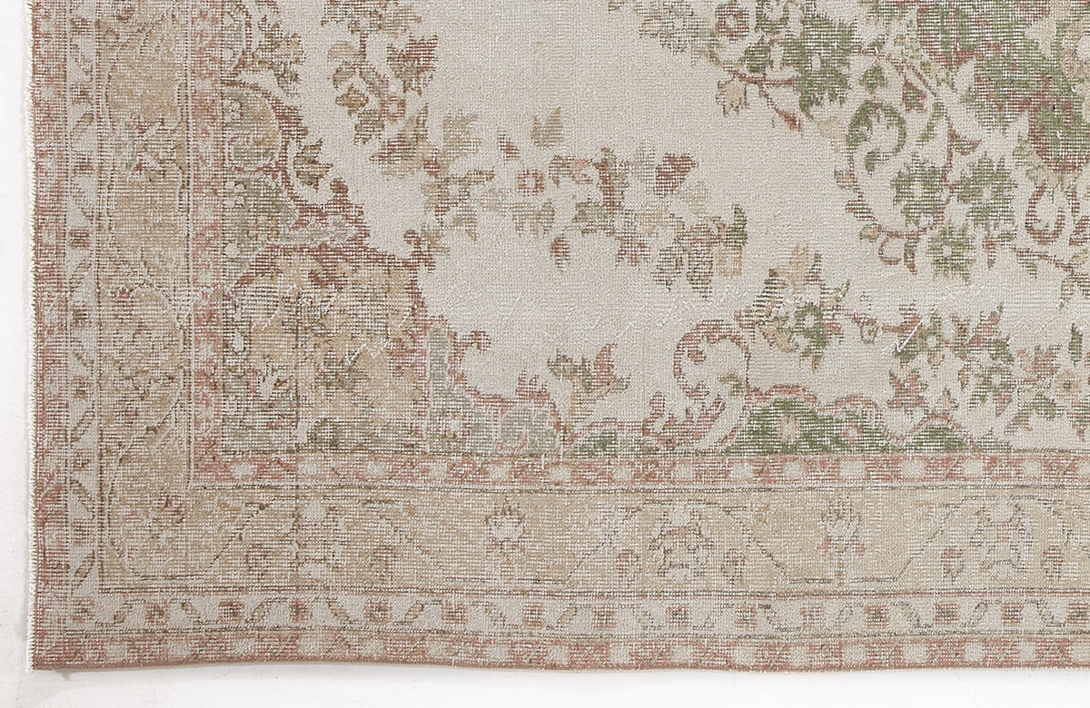 Beige Over Dyed Vintage Rug 5&#39;12&#39;&#39; x 9&#39;5&#39;&#39; ft 182 x 287 cm