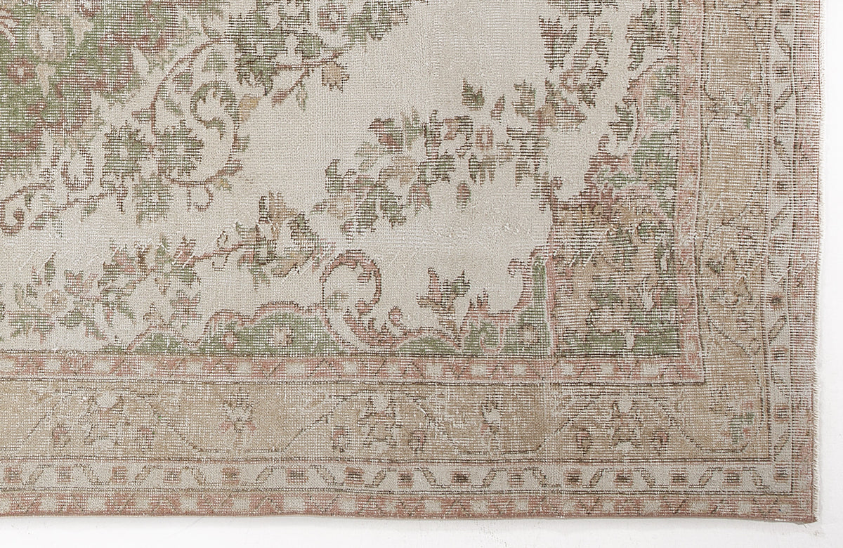 Beige Over Dyed Vintage Rug 5&#39;12&#39;&#39; x 9&#39;5&#39;&#39; ft 182 x 287 cm