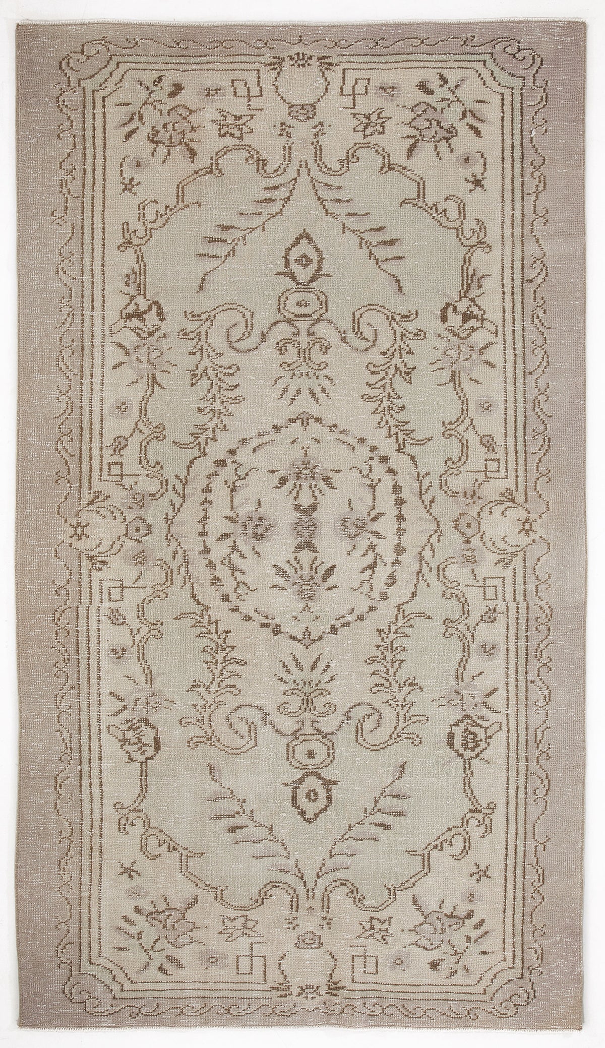 Beige Over Dyed Vintage Rug 4&#39;10&#39;&#39; x 8&#39;8&#39;&#39; ft 148 x 265 cm