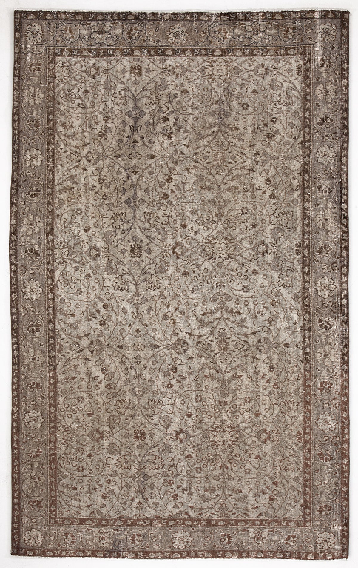 Beige Over Dyed Vintage Rug 5&#39;5&#39;&#39; x 8&#39;10&#39;&#39; ft 166 x 268 cm