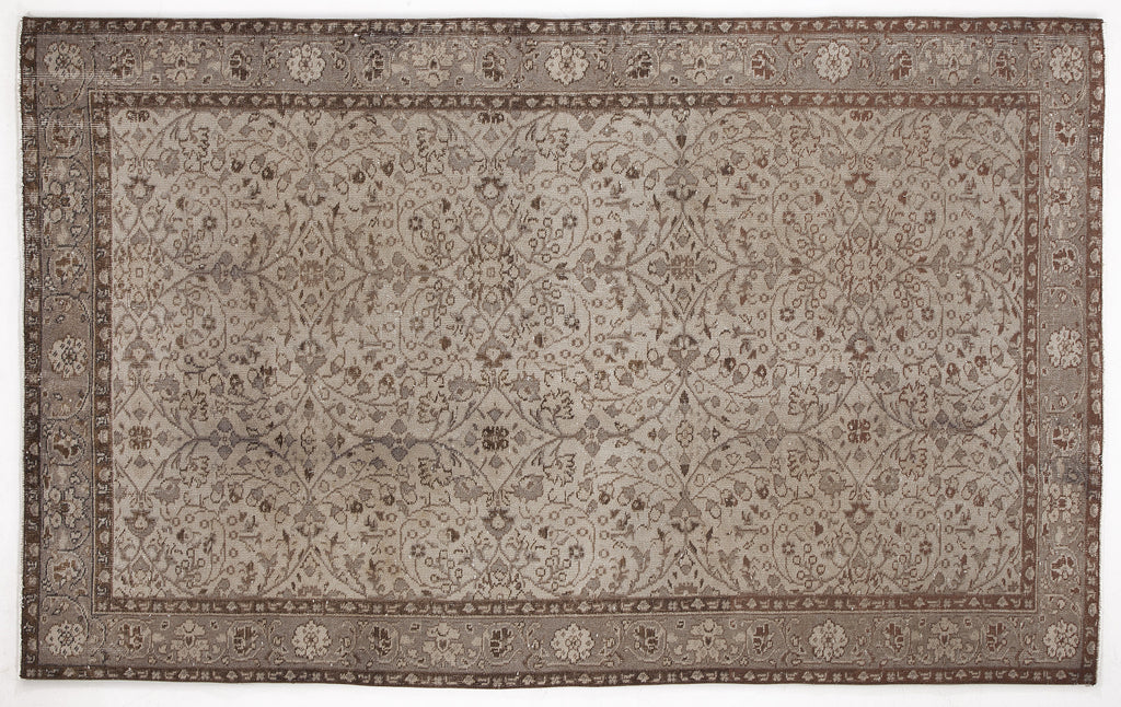 Beige Over Dyed Vintage Rug 5'5'' x 8'10'' ft 166 x 268 cm