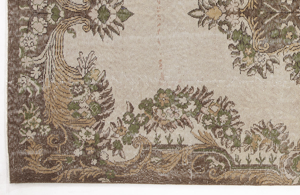 Beige Over Dyed Vintage Rug 5&#39;7&#39;&#39; x 10&#39;2&#39;&#39; ft 170 x 310 cm