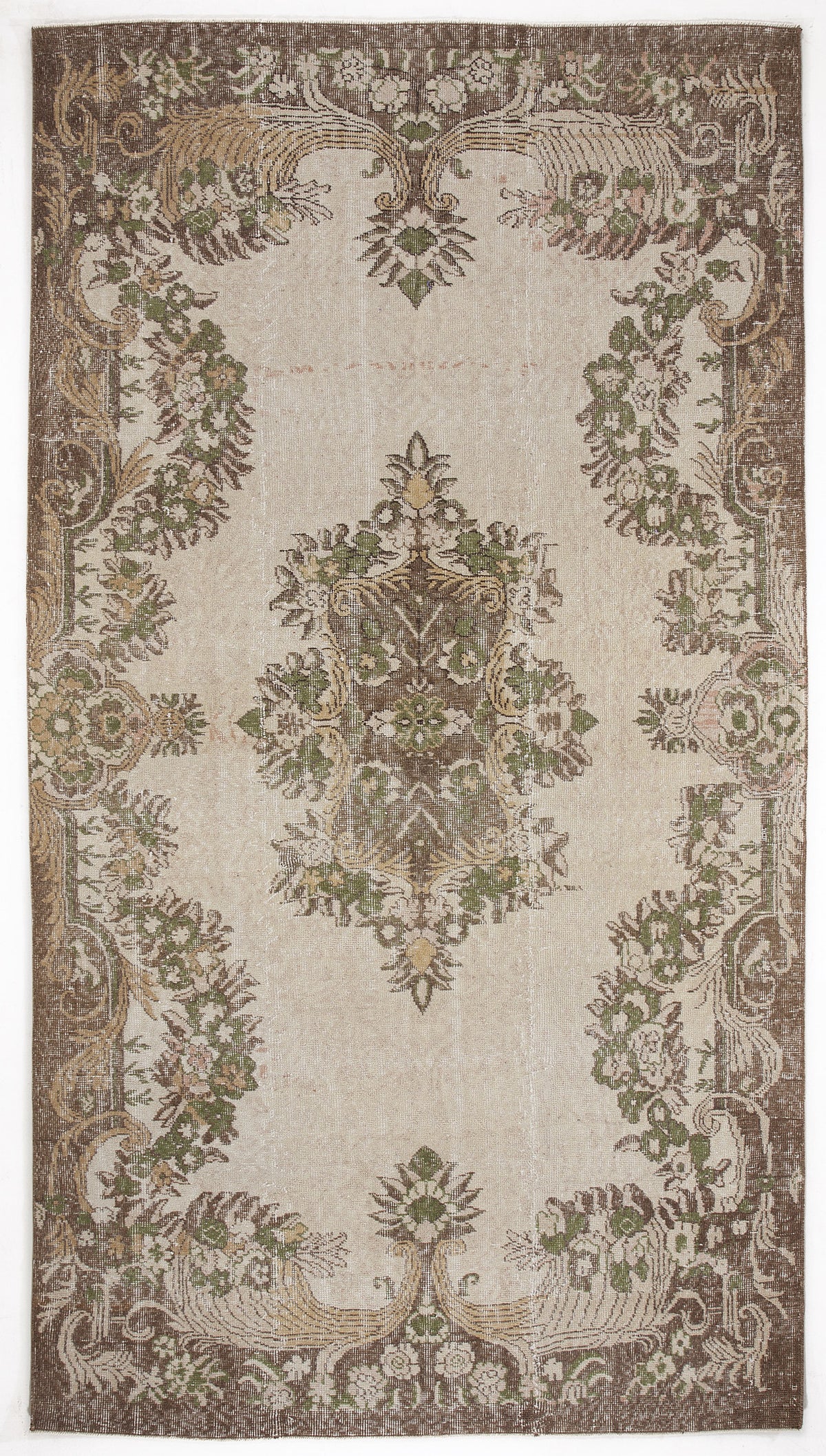 Beige Over Dyed Vintage Rug 5&#39;7&#39;&#39; x 10&#39;2&#39;&#39; ft 170 x 310 cm