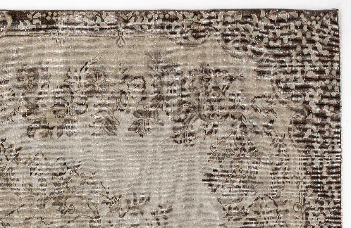 Beige Over Dyed Vintage Rug 5&#39;9&#39;&#39; x 9&#39;11&#39;&#39; ft 176 x 302 cm