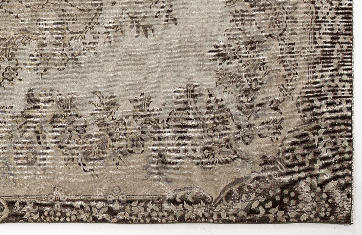 Beige Over Dyed Vintage Rug 5&#39;9&#39;&#39; x 9&#39;11&#39;&#39; ft 176 x 302 cm