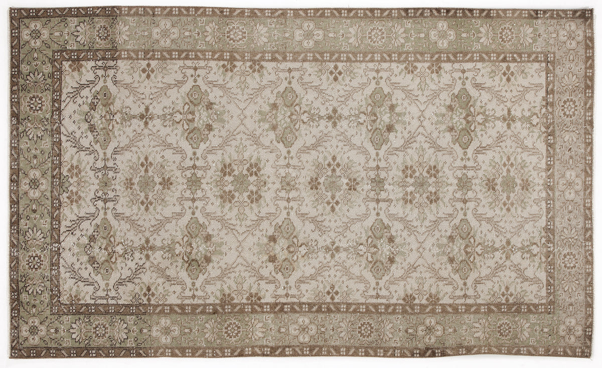 Beige Over Dyed Vintage Rug 4&#39;10&#39;&#39; x 8&#39;2&#39;&#39; ft 147 x 248 cm