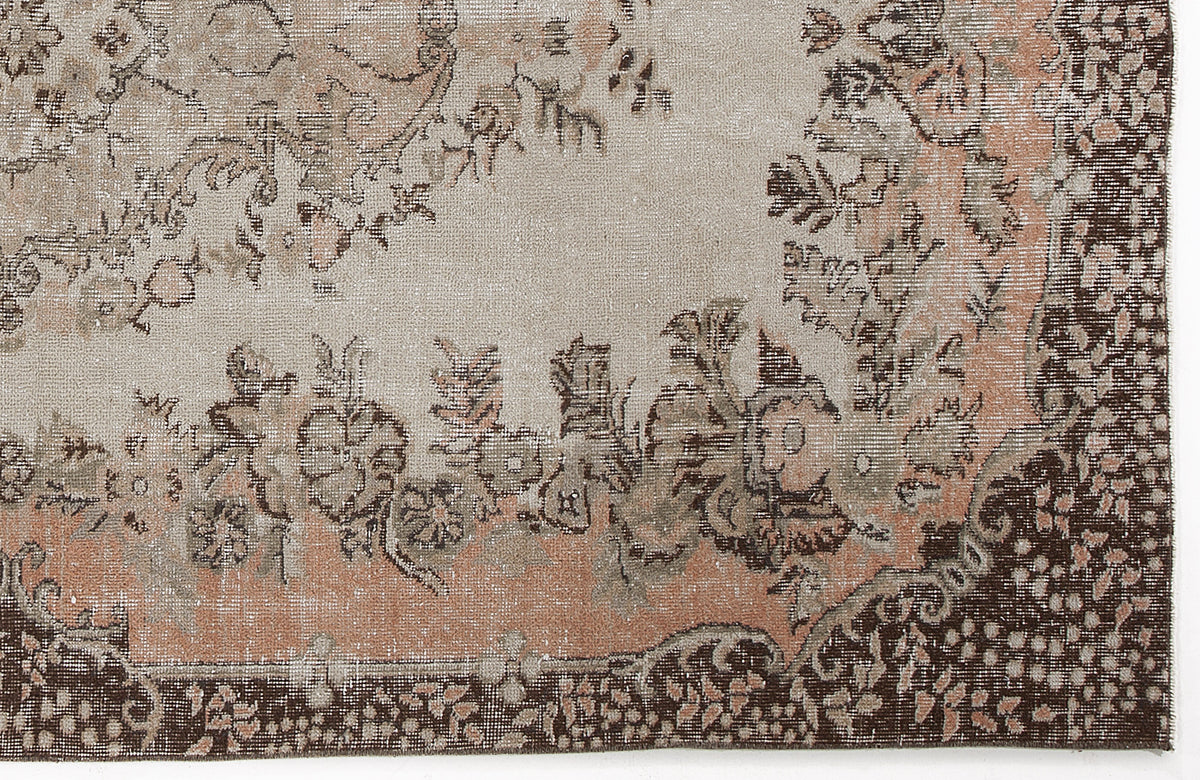 Beige Over Dyed Vintage Rug 5&#39;7&#39;&#39; x 9&#39;1&#39;&#39; ft 170 x 276 cm