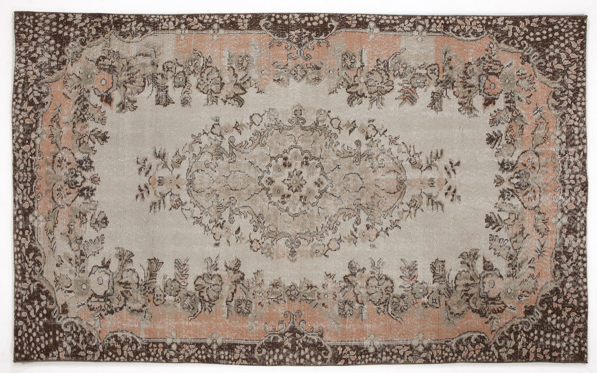 Beige Over Dyed Vintage Rug 5&#39;7&#39;&#39; x 9&#39;1&#39;&#39; ft 170 x 276 cm