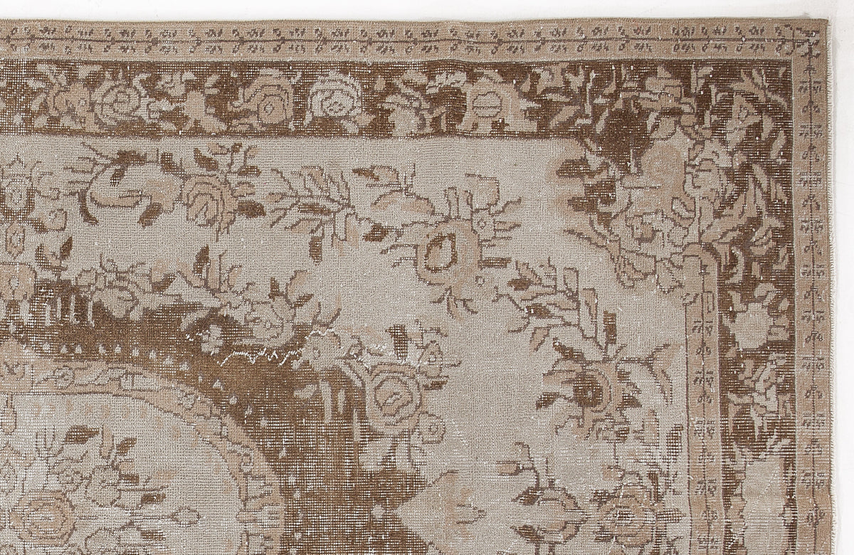 Beige Over Dyed Vintage Rug 5&#39;7&#39;&#39; x 9&#39;4&#39;&#39; ft 170 x 284 cm