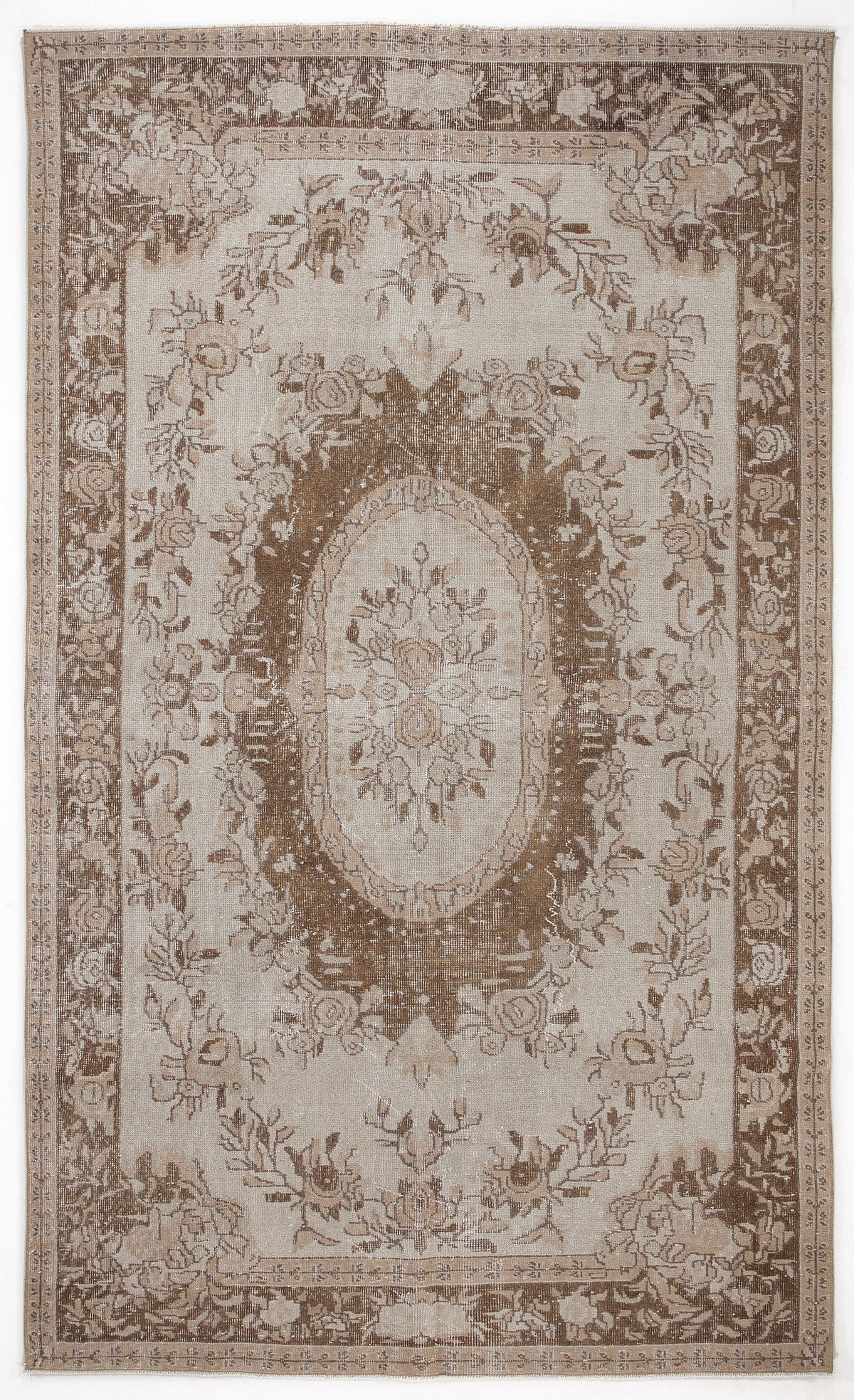 Beige Over Dyed Vintage Rug 5&#39;7&#39;&#39; x 9&#39;4&#39;&#39; ft 170 x 284 cm