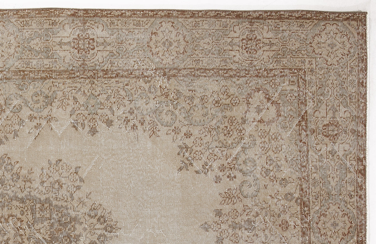 Beige Over Dyed Vintage Rug 5&#39;8&#39;&#39; x 9&#39;3&#39;&#39; ft 172 x 283 cm