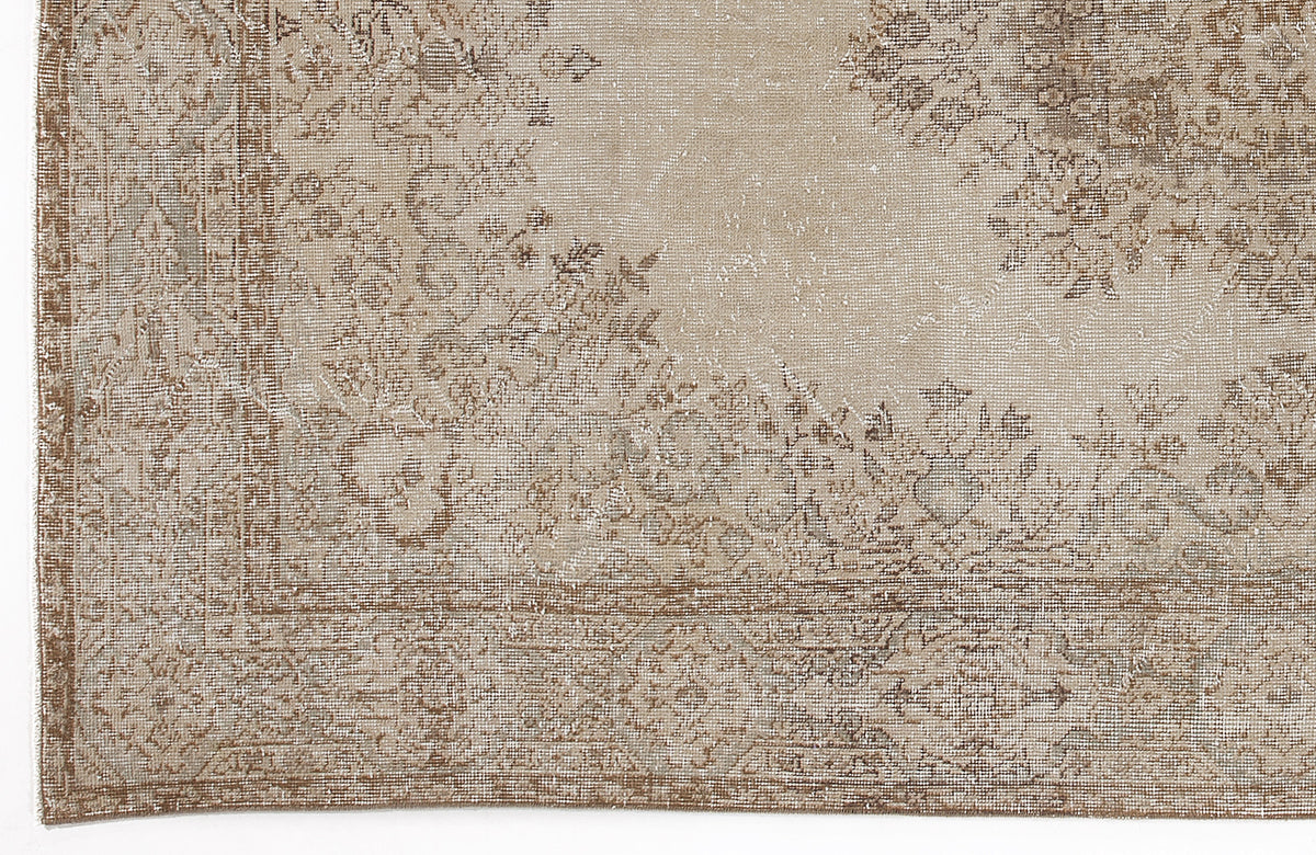 Beige Over Dyed Vintage Rug 5&#39;8&#39;&#39; x 9&#39;3&#39;&#39; ft 172 x 283 cm
