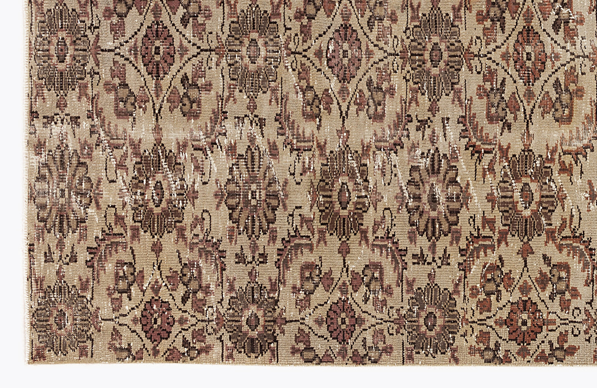 Beige Over Dyed Vintage Rug 4&#39;11&#39;&#39; x 8&#39;1&#39;&#39; ft 151 x 247 cm