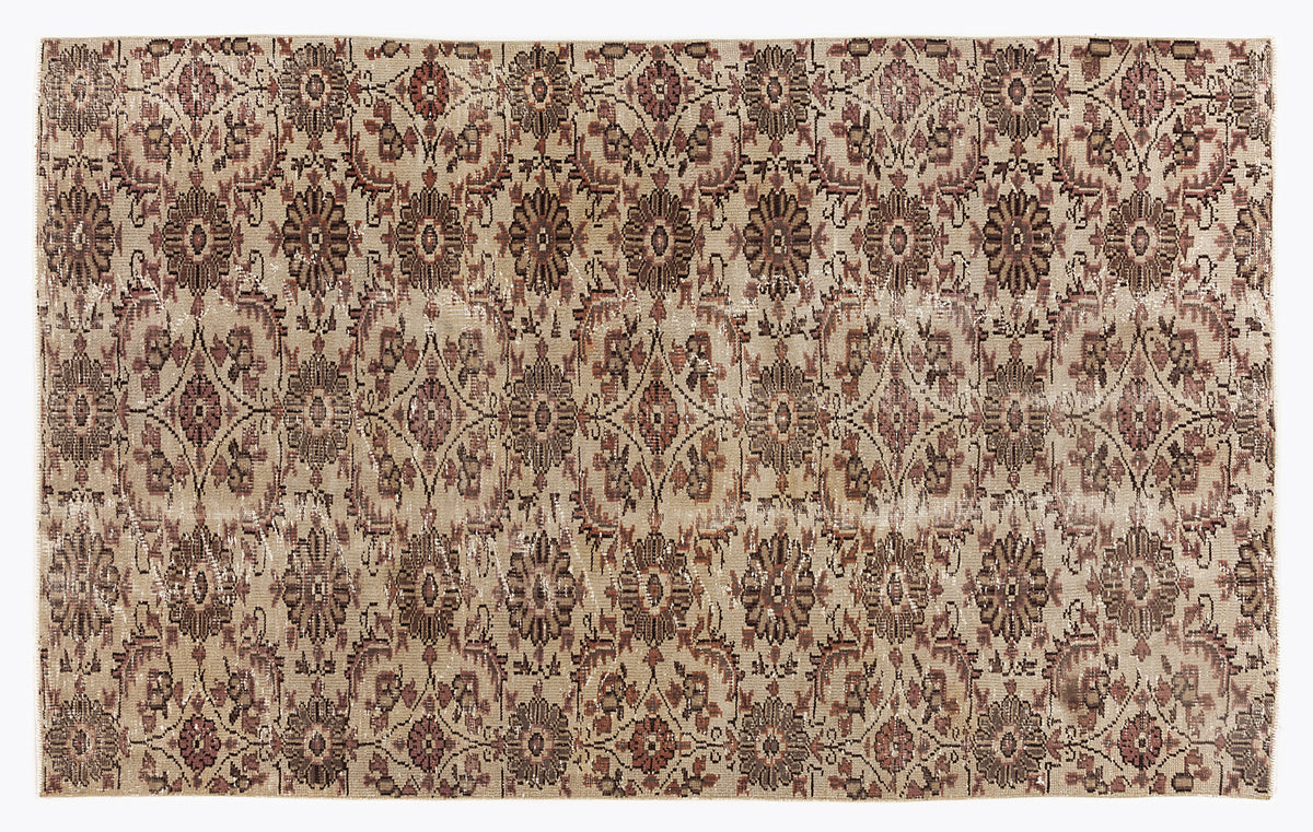 Beige Over Dyed Vintage Rug 4&#39;11&#39;&#39; x 8&#39;1&#39;&#39; ft 151 x 247 cm
