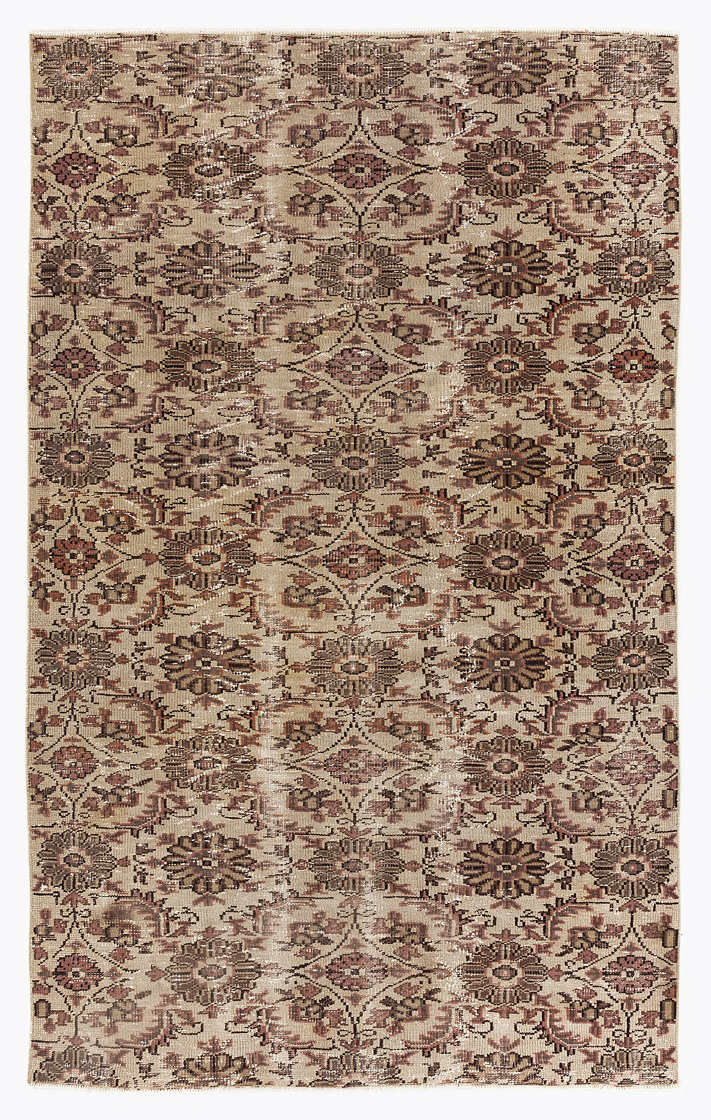 Beige Over Dyed Vintage Rug 4'11'' x 8'1'' ft 151 x 247 cm