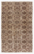 Beige Over Dyed Vintage Rug 4'11'' x 8'1'' ft 151 x 247 cm