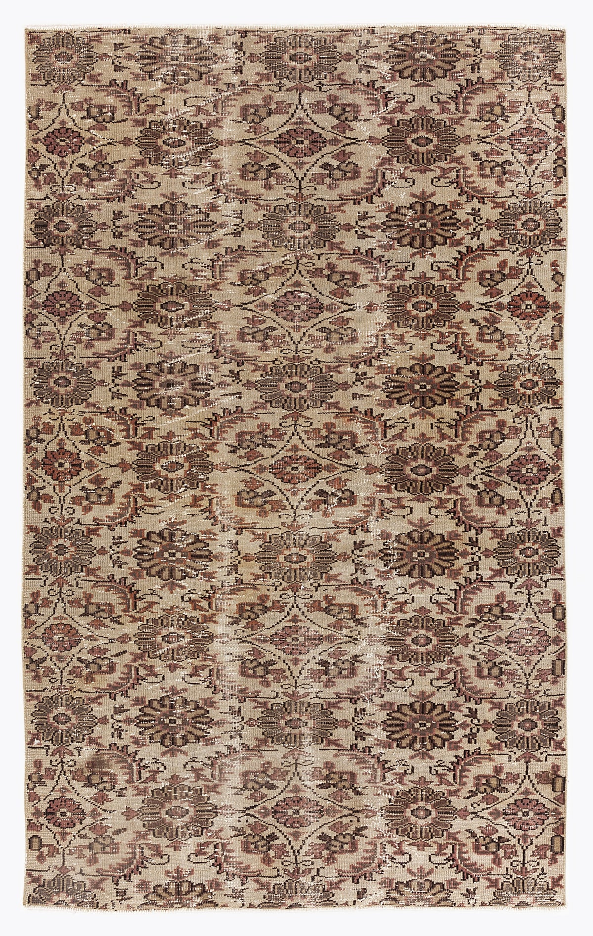 Beige Over Dyed Vintage Rug 4&#39;11&#39;&#39; x 8&#39;1&#39;&#39; ft 151 x 247 cm