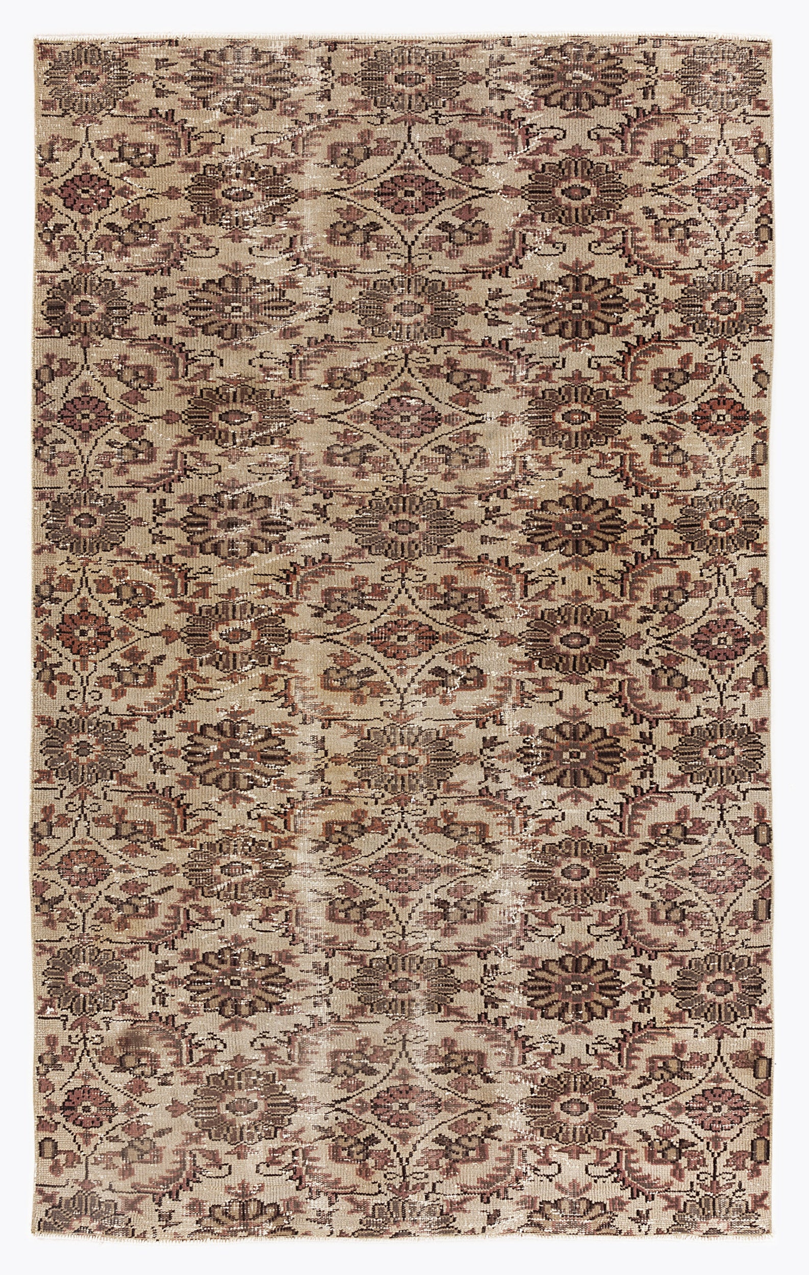 Beige Over Dyed Vintage Rug 4'11'' x 8'1'' ft 151 x 247 cm