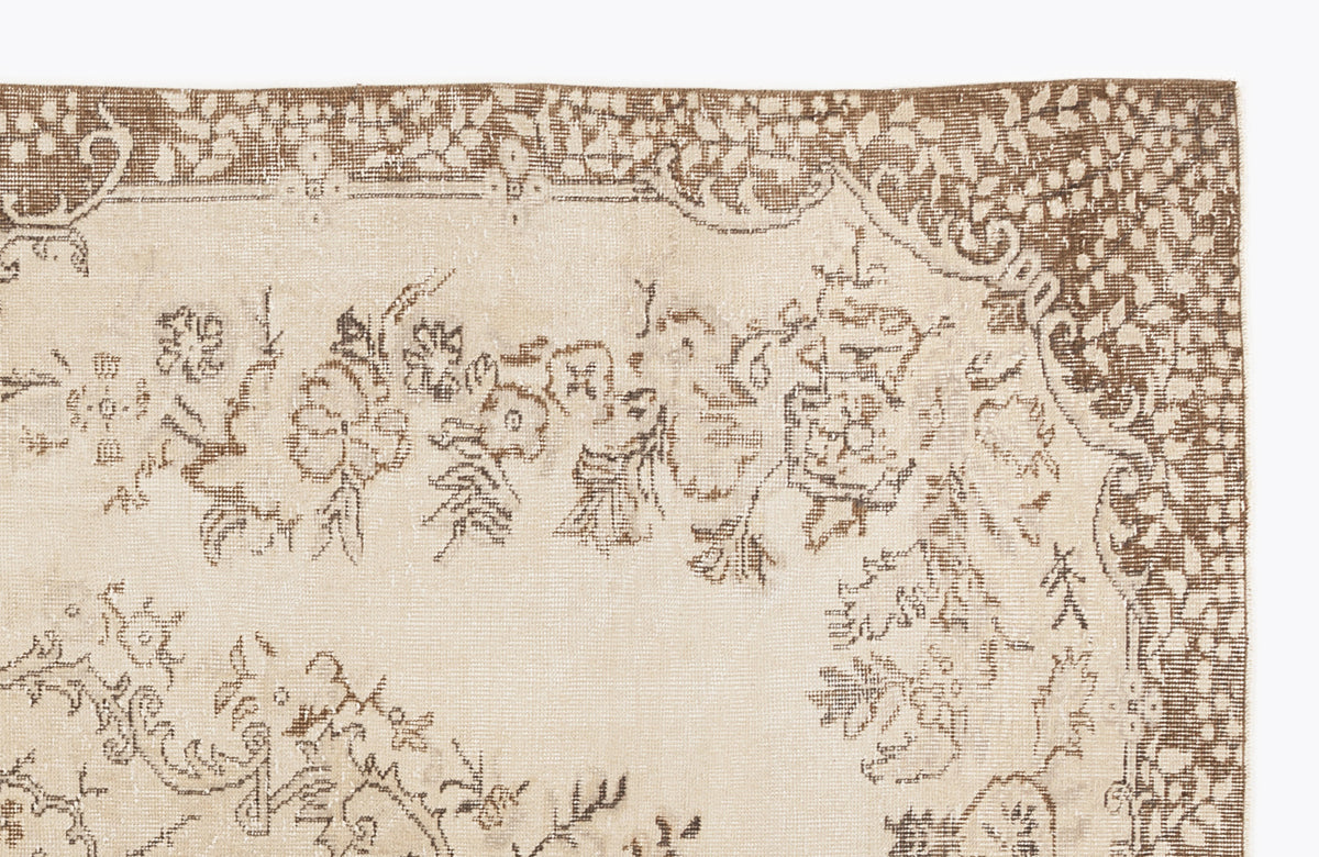 Beige Over Dyed Vintage Rug 6&#39;4&#39;&#39; x 9&#39;10&#39;&#39; ft 192 x 299 cm
