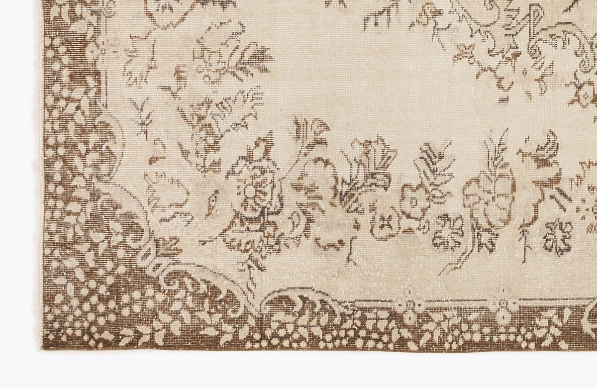 Beige Over Dyed Vintage Rug 6&#39;4&#39;&#39; x 9&#39;10&#39;&#39; ft 192 x 299 cm