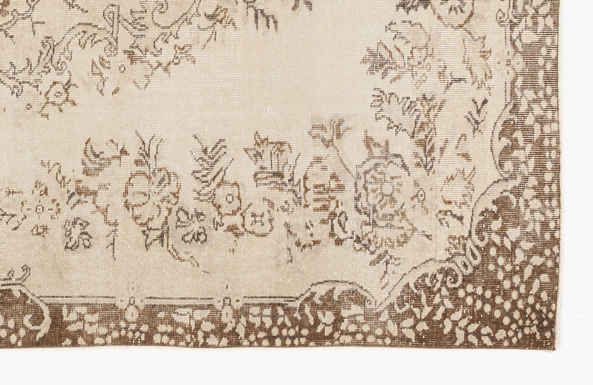 Beige Over Dyed Vintage Rug 6&#39;4&#39;&#39; x 9&#39;10&#39;&#39; ft 192 x 299 cm