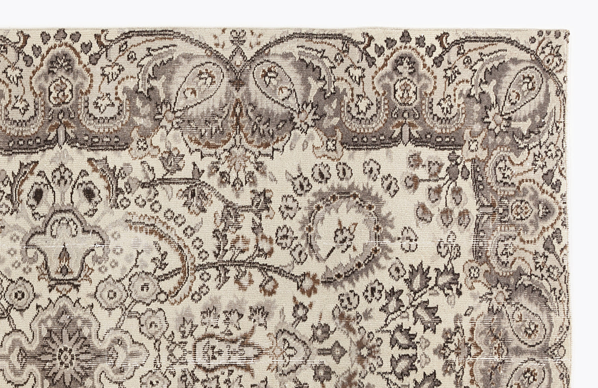 Beige Over Dyed Vintage Rug 5&#39;1&#39;&#39; x 8&#39;8&#39;&#39; ft 154 x 263 cm