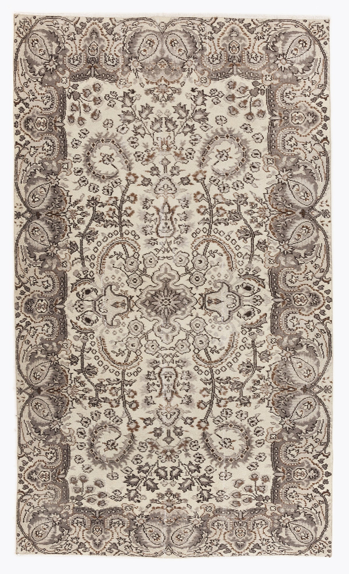 Beige Over Dyed Vintage Rug 5&#39;1&#39;&#39; x 8&#39;8&#39;&#39; ft 154 x 263 cm