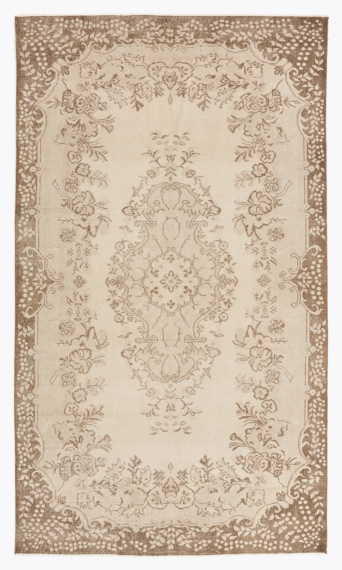 Beige Over Dyed Vintage Rug 5&#39;7&#39;&#39; x 9&#39;9&#39;&#39; ft 169 x 296 cm