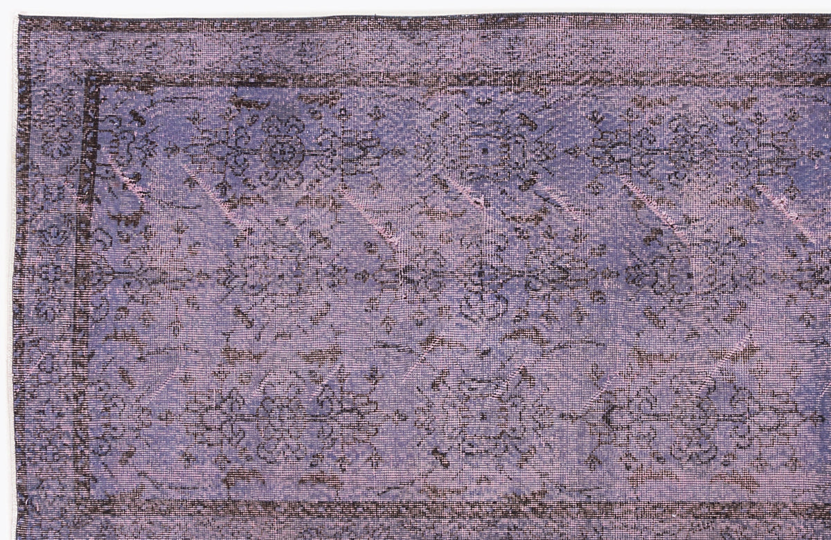 Purple Over Dyed Vintage Rug 3&#39;7&#39;&#39; x 7&#39;5&#39;&#39; ft 108 x 226 cm