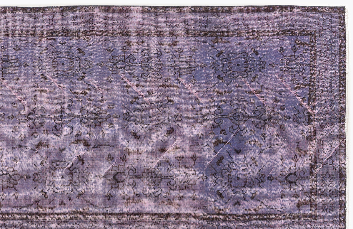 Purple Over Dyed Vintage Rug 3&#39;7&#39;&#39; x 7&#39;5&#39;&#39; ft 108 x 226 cm