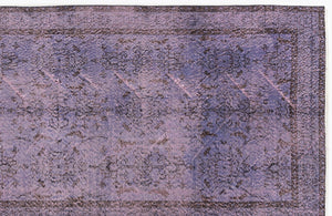 Purple Over Dyed Vintage Rug 3'7'' x 7'5'' ft 108 x 226 cm