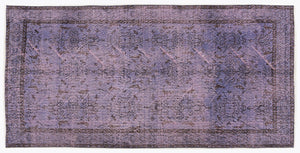 Purple Over Dyed Vintage Rug 3'7'' x 7'5'' ft 108 x 226 cm