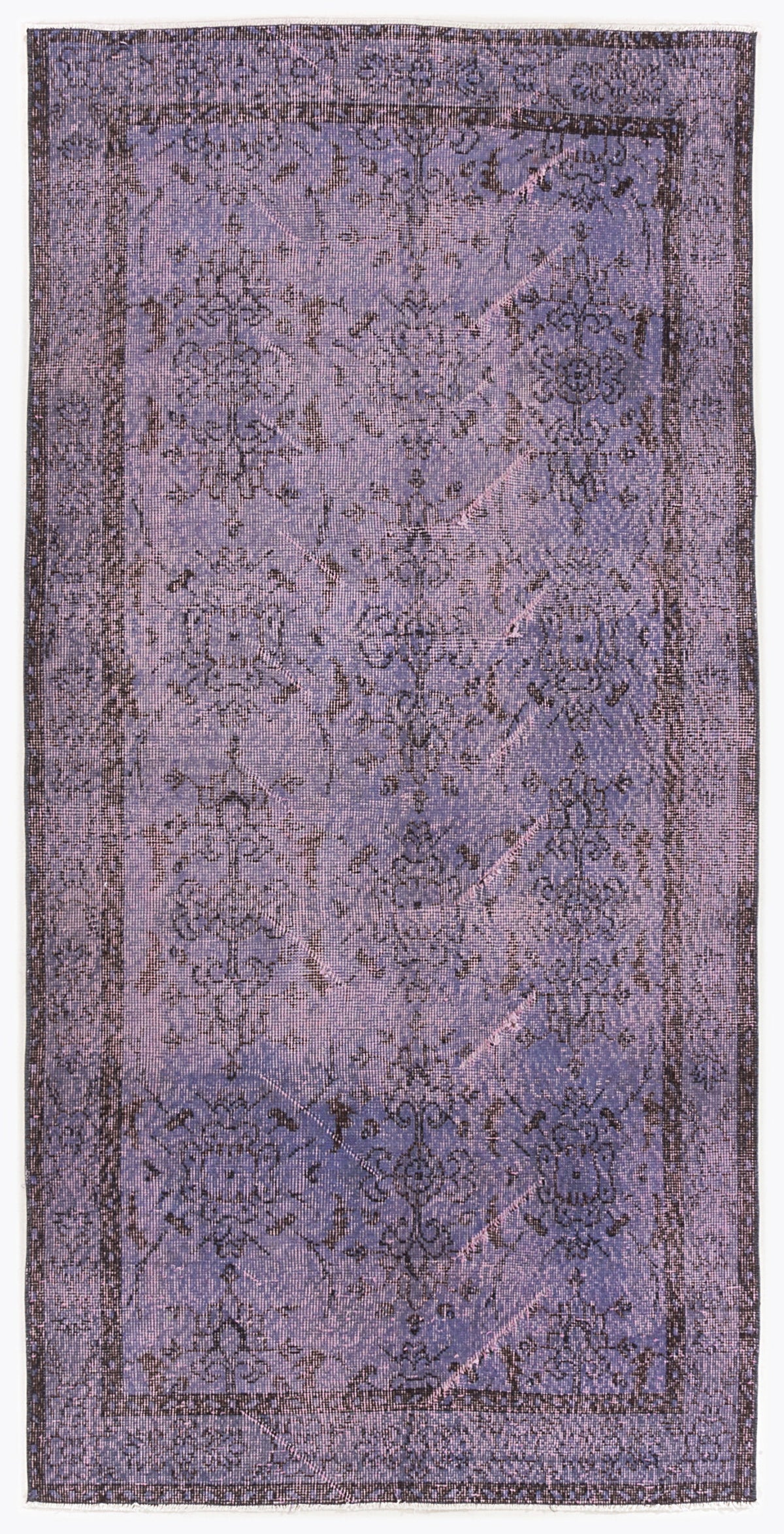 Purple Over Dyed Vintage Rug 3&#39;7&#39;&#39; x 7&#39;5&#39;&#39; ft 108 x 226 cm