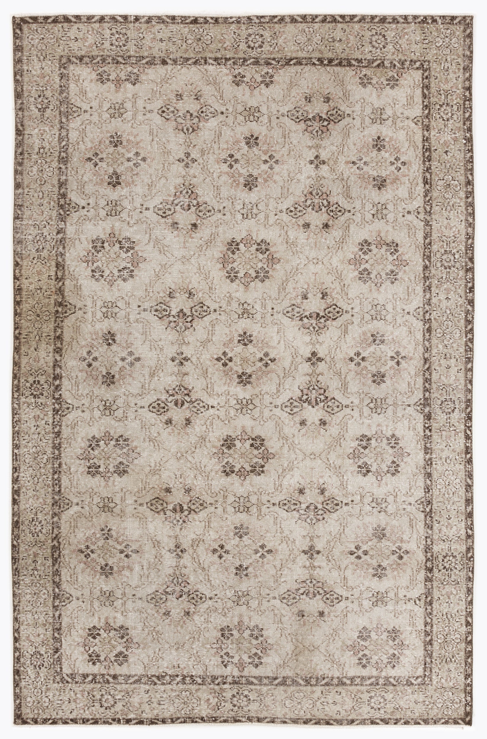Beige Over Dyed Vintage Rug 6'4'' x 10'0'' ft 193 x 305 cm