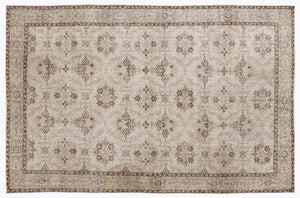 Beige Over Dyed Vintage Rug 6'4'' x 10'0'' ft 193 x 305 cm