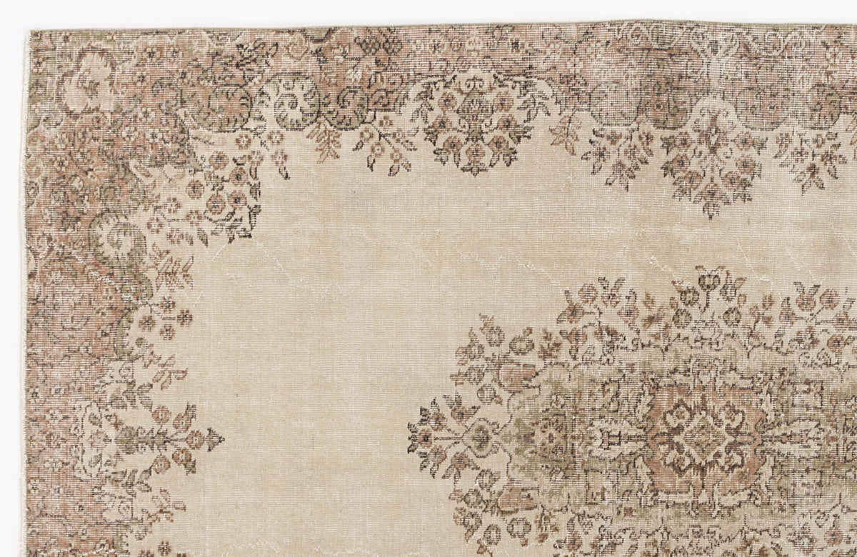 Beige Over Dyed Vintage Rug 5&#39;4&#39;&#39; x 8&#39;3&#39;&#39; ft 162 x 252 cm