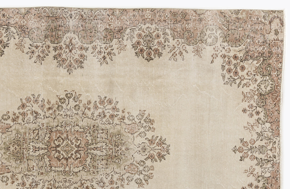 Beige Over Dyed Vintage Rug 5&#39;4&#39;&#39; x 8&#39;3&#39;&#39; ft 162 x 252 cm