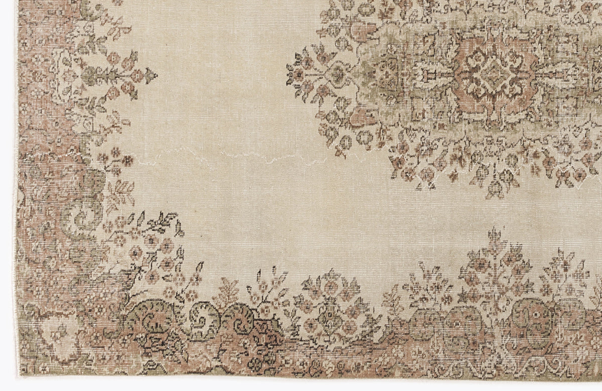 Beige Over Dyed Vintage Rug 5&#39;4&#39;&#39; x 8&#39;3&#39;&#39; ft 162 x 252 cm